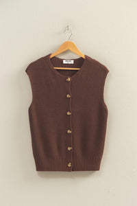 Easy Layer Knit Sweater Vest - Chocolate