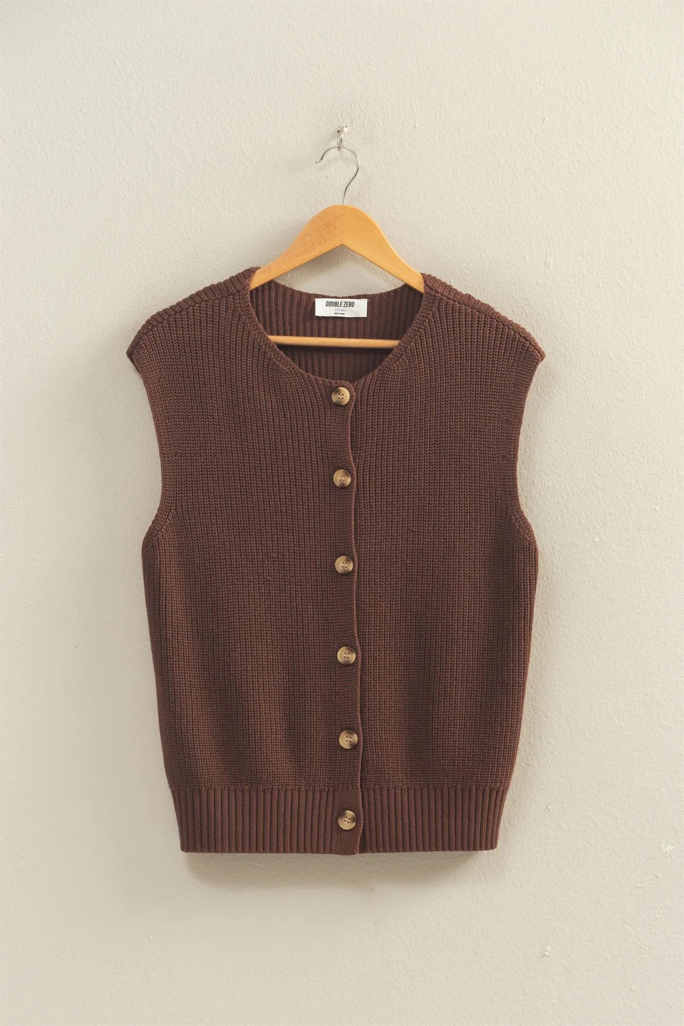 Easy Layer Knit Sweater Vest - Chocolate