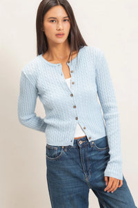Cozy Cloud Cable Knit Cardigan / Top - Ice Blue