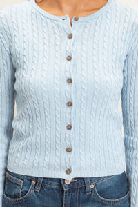 Cozy Cloud Cable Knit Cardigan / Top - Ice Blue