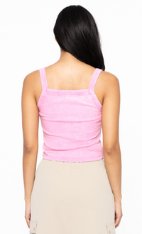 Square Neck Crop Tank Top - Fuschia