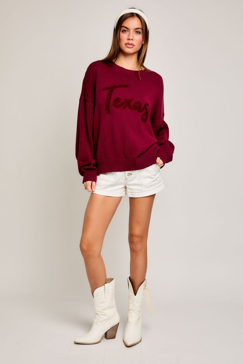 Better In Texas Maroon Sweater
