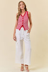 Sunkissed Stripes Gold Button - Up Knit Tank