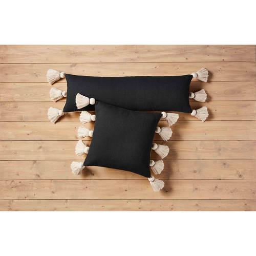 Lumbar Black Tassel Pillows