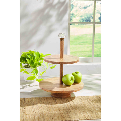 Glass Knob & Wooden Tiered Tray