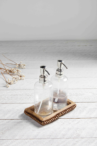 Beaded Tray + Glass Soap Dispenser Set