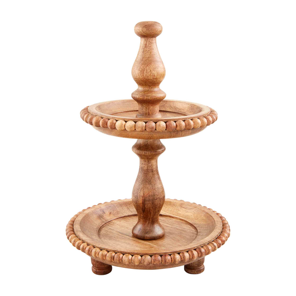 Mini Wood Beaded Tiered Stand