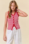 Sunkissed Stripes Gold Button - Up Knit Tank