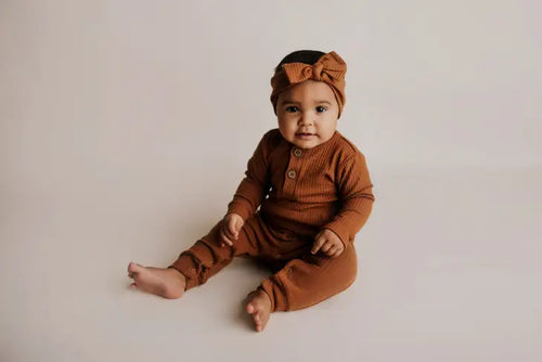 Ribbed Playsuit w/Pockets- Clay