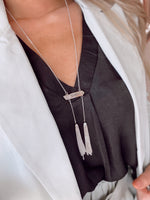 Silver Crystal Tassel Necklace