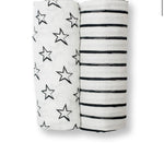 Stars and Stripes Muslin Cotton Swaddle Blanket Set