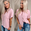 Keep It Classic Button Up Top- Blush