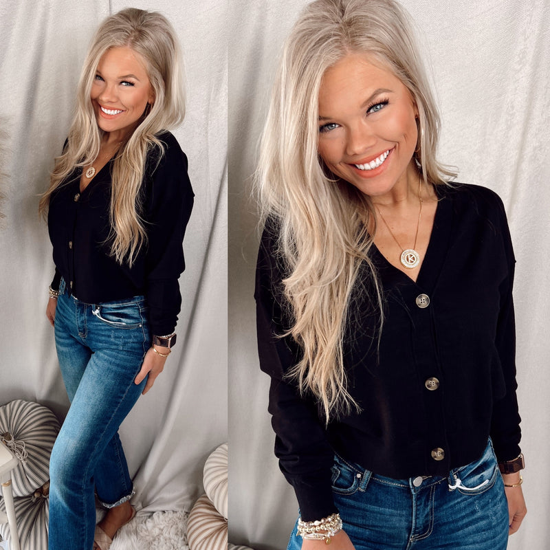 Breezy Black Buttoned Blouse