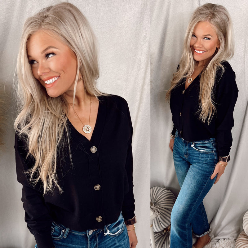 Breezy Black Buttoned Blouse