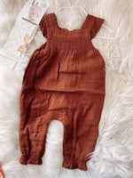 Caramel Cafe Smocked Front Coverall