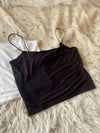 Cason Basic Cropped Cami- Black