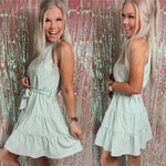 Spring Ready Sage Tiered Dress