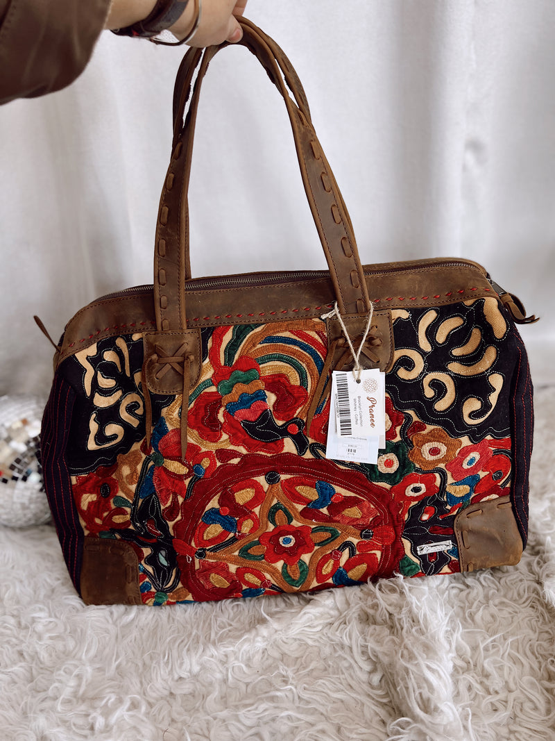 Pranee Whitney Embroidered Tote- Coffee