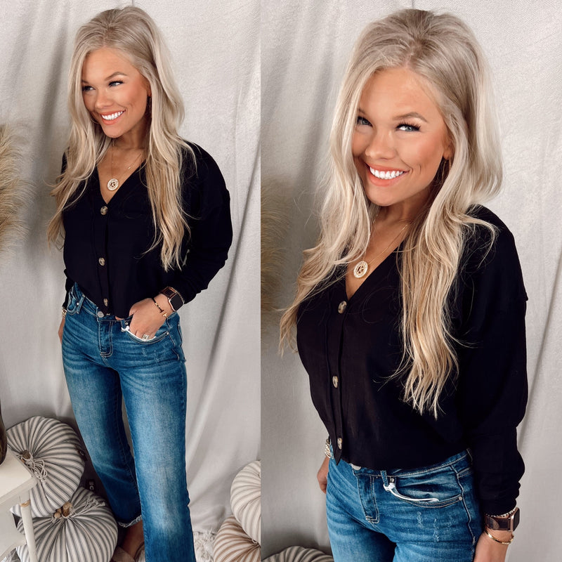 Breezy Black Buttoned Blouse