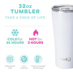 Swig Shimmer White Diamond - 32 oz Tumbler